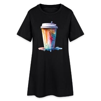 Art de tasse de café cappuccino - Robe T-shirt Femme - noir - Devant