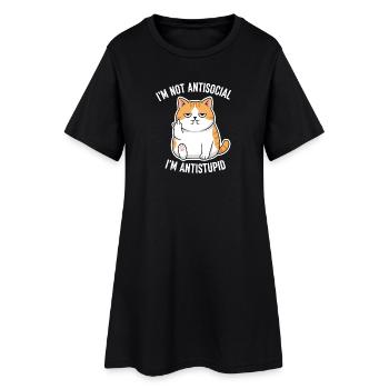 Grumpy Attitude Cat Antistupid - Women’s T-Shirt Dress - black - Front