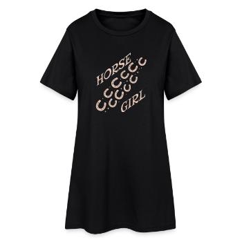 Logo de la Fille Cheval Motif en diagonale - Robe T-shirt Femme - noir - Devant
