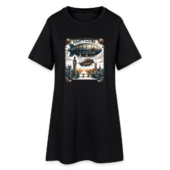 Dirigeable volant au-dessus de Londres - Robe T-shirt Femme - noir - Devant