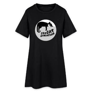 Typ-o-Cat #87 ProCATsination - Frauen T-Shirt-Kleid - Schwarz - Vorne