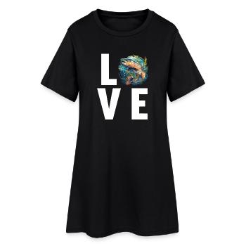 Lachse Lachs - Frauen T-Shirt-Kleid - Schwarz - Vorne