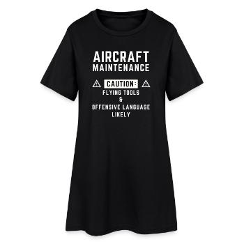 aircraft maintenance caution - Women’s T-Shirt Dress - black - Front