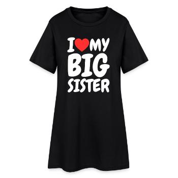 Ich liebe meine große Schwester Herzfamilie Lustig - Frauen T-Shirt-Kleid - Schwarz - Vorne