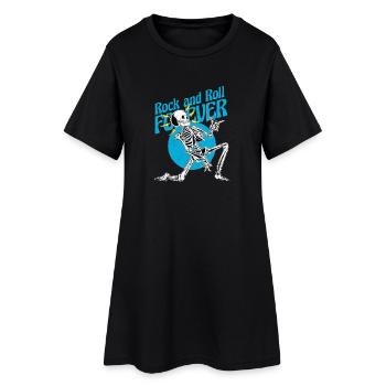 Skeleton Guitar Pick – Rock and Roll Forever Metal - Frauen T-Shirt-Kleid - Schwarz - Vorne