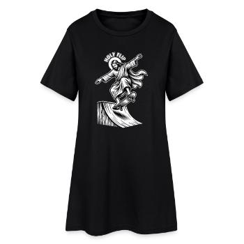 Holy Flip - Mème Chant de Jésus en skateboard - Robe T-shirt Femme - noir - Devant