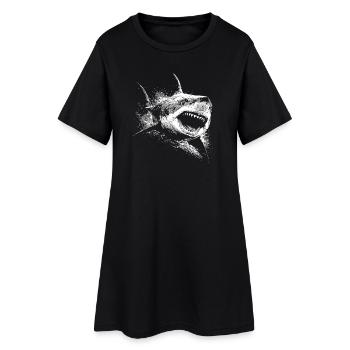Schwarzweiß Hai-Silhouette - Frauen T-Shirt-Kleid - Schwarz - Vorne