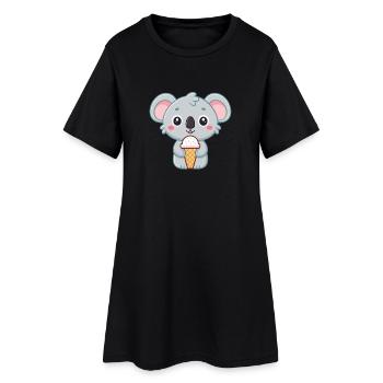 Koala-Gourmand-Eis - Frauen T-Shirt-Kleid - Schwarz - Vorne