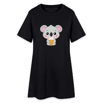 Koala Gourmand Glacé Kawaii - Robe T-shirt Femme - noir - Devant
