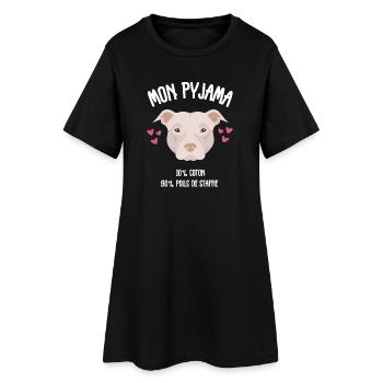 Pyjama Drôle Chien Staff - Robe T-shirt Femme - noir - Devant