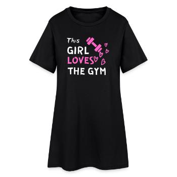 Une fille adore la salle de sport - Robe T-shirt Femme - noir - Devant