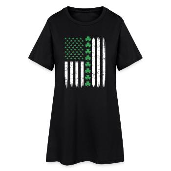 Drapeau américain américain avec trèfles pour Saint Patrick - Robe T-shirt Femme - noir - Devant