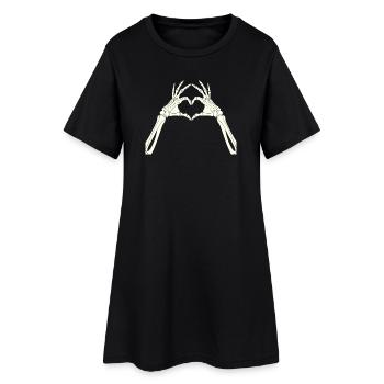 Skeleton Hands Heart Symbol Halloween Love Gothic - Women’s T-Shirt Dress - black - Front
