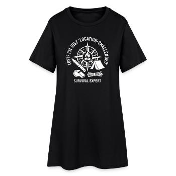 Survival Spruch Kompass Feuer - Frauen T-Shirt-Kleid - Schwarz - Vorne