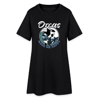 Orca drôle - Robe T-shirt Femme - noir - Devant