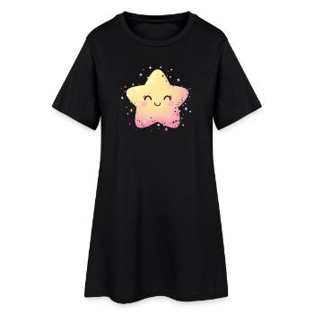 Pastel Star Kawaii Sparkle - Women’s T-Shirt Dress - black - Front
