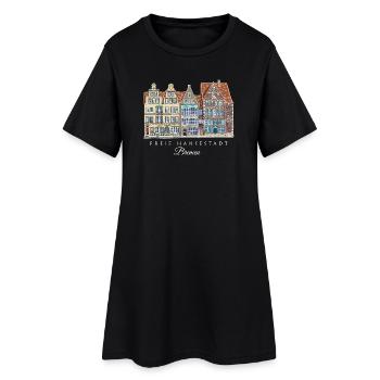Ville libre hanséatique de Brême - Dessin de la rangée de maisons - Robe T-shirt Femme - noir - Devant