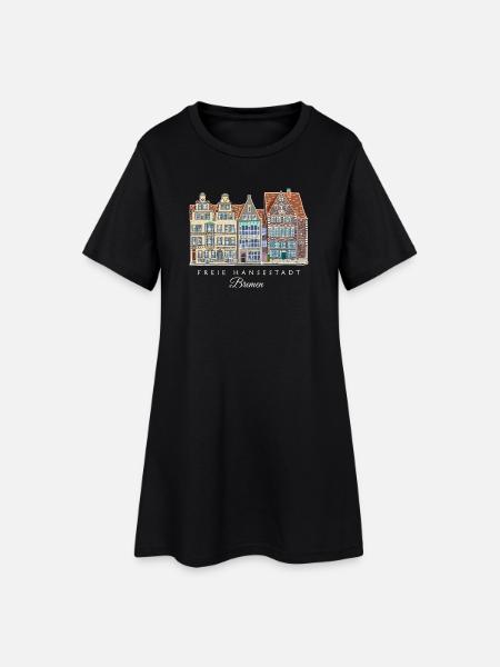 Freie Hansestadt Bremen - Häuserzeile Zeichnung - Frauen T-Shirt-Kleid - Schwarz