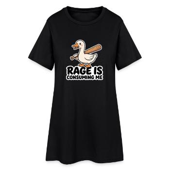 Wut verzehrt mich, lustige Gans mit Fledermaus. - Frauen T-Shirt-Kleid - Schwarz - Vorne