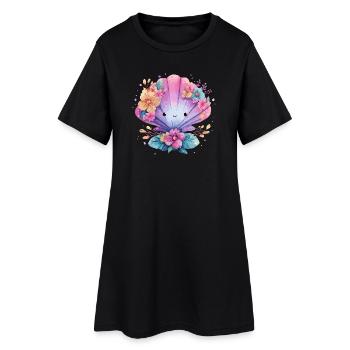 Moule fleurie avec des fleurs joyeuses - Robe T-shirt Femme - noir - Devant