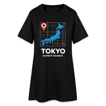 Tokyo Japon Coordinates Motif de voyage - Robe T-shirt Femme - noir - Devant
