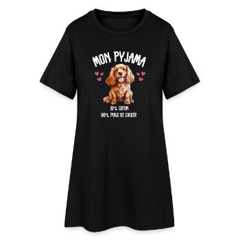 Pyjama Chien Cocker Drôle - Robe T-shirt Femme - noir - Devant