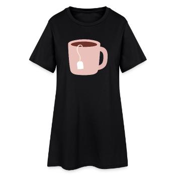 Illustration de tasse à thé rose pastel - Robe T-shirt Femme - noir - Devant