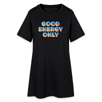 Nur Gute Energie – bunte 3D Typo - Frauen T-Shirt-Kleid - Schwarz - Vorne