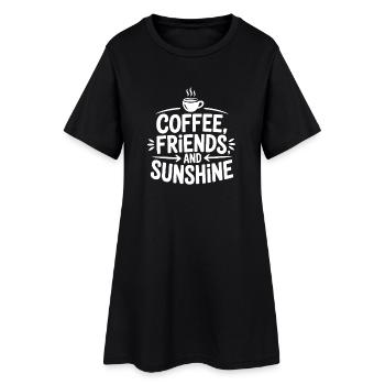 Café, amis et soleil - Robe T-shirt Femme - noir - Devant