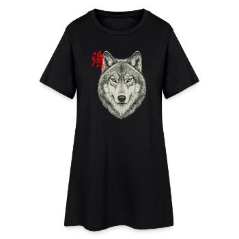 Loup asiatique - Robe T-shirt Femme - noir - Devant