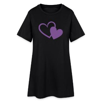 Cœur violet deux cœurs violets cadeau - Robe T-shirt Femme - noir - Devant