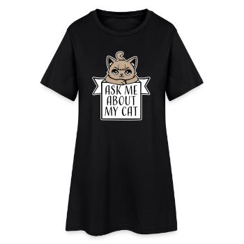 Demandez-moi pour mon chat Chat Amour des animaux Animaux - Robe T-shirt Femme - noir - Devant