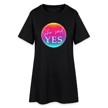 SHE SAID YES! Cool Neon Kreis Personalisierbar - Frauen T-Shirt-Kleid - Schwarz - Vorne