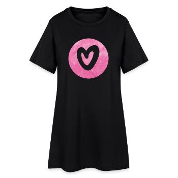 Mariage d'amour en fourrure rose duveteuse avec un cœur en forme de cercle - Robe T-shirt Femme - noir - Devant