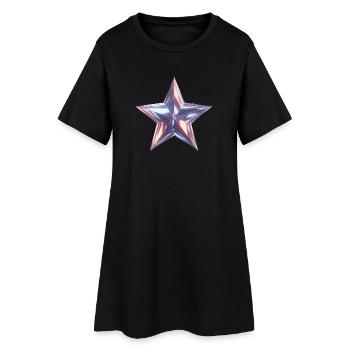 Metallstern Purpurglanz - Frauen T-Shirt-Kleid - Schwarz - Vorne