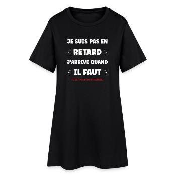 Pas en retard: humour du timing - Robe T-shirt Femme - noir - Devant