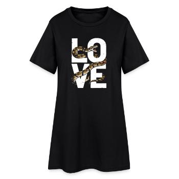 Königspython Schlangen LOVE Terrarium Python - Frauen T-Shirt-Kleid - Schwarz - Vorne