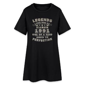 Anniversaire : mars 1991 - Robe T-shirt Femme - noir - Devant