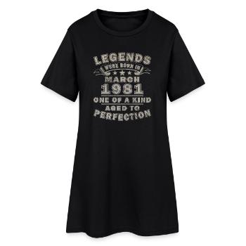März 1981 Jahrgang März 1981 - Frauen T-Shirt-Kleid - Schwarz - Vorne