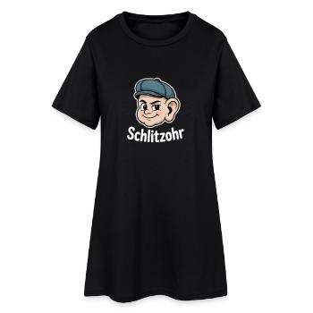 Tête de dessin animé rusée et coquine avec chapeau - Robe T-shirt Femme - noir - Devant