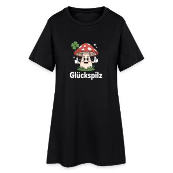 Lucky Funny Toadstool with Shamrock - Women’s T-Shirt Dress - black - Front