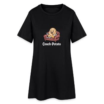 Couch Potato Série Drôle et Paresseux Junkie - Robe T-shirt Femme - noir - Devant