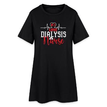 Love Dialysis Nurse Heartbeat - Women’s T-Shirt Dress - black - Front