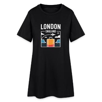 Motif de voyage Londres-Angleterre Voyage en ville - Robe T-shirt Femme - noir - Devant