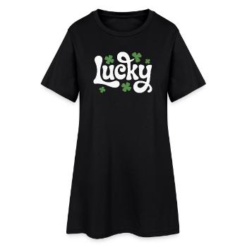 Lettrage du trèfle chanceux - Robe T-shirt Femme - noir - Devant