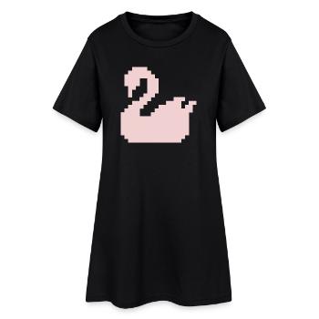 Pixel Swan Pink Silhouette - Frauen T-Shirt-Kleid - Schwarz - Vorne