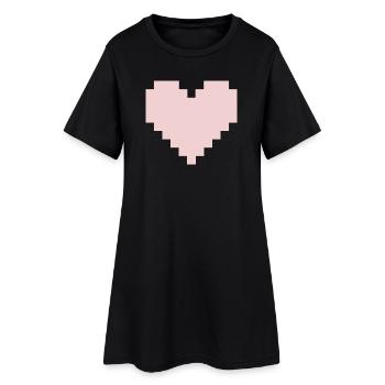 Cœur Rose Pixel - Robe T-shirt Femme - noir - Devant