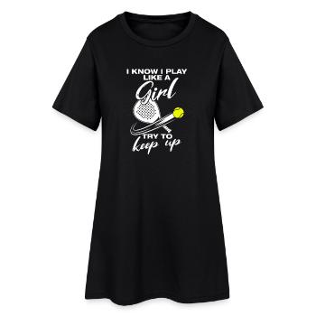 Je joue comme une fille joueuse de padel drôle - Robe T-shirt Femme - noir - Devant