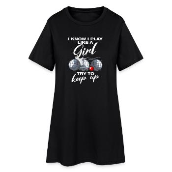 I play like a girl Petanque Boule Boulespieler - Frauen T-Shirt-Kleid - Schwarz - Vorne