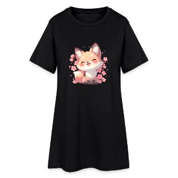 Kawaii Fuchs Sakura - Japan Style Chibi Design - Frauen T-Shirt-Kleid - Schwarz - Vorne